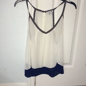 Forever 21 Cream and Navy Spaghetti Strap Top